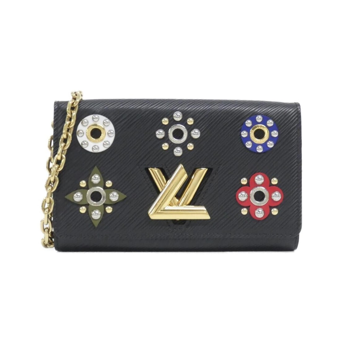 Louis Vuitton Epi Portefeuille Twist Chain M62463 Wallet: --- Catalog ---Category: SizeSize (HxWxD): 12cm x 19cm x 4cm / 4.72'' x 7.48'' x 1.57''Category: DesignType: Chain/Shoulder walletColor: BlackGender: Women,MenMaterial: Leather Leather/Fur Type: Calf