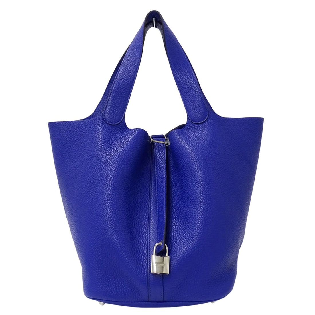 Hermes Picotin Lock GM handbag in Taurillon Clemence leather, Blue Electric, women's, brand name: --- Catalog ---Category: SizeSize (HxWxD): 27cm x 21cm x 26cm / 10.62'' x 8.26'' x 10.23''Category: DesignType: Handbag, Tote bagColor: Blue, Blue ElectricGender: WomenMaterial: Taurillon clemence lea