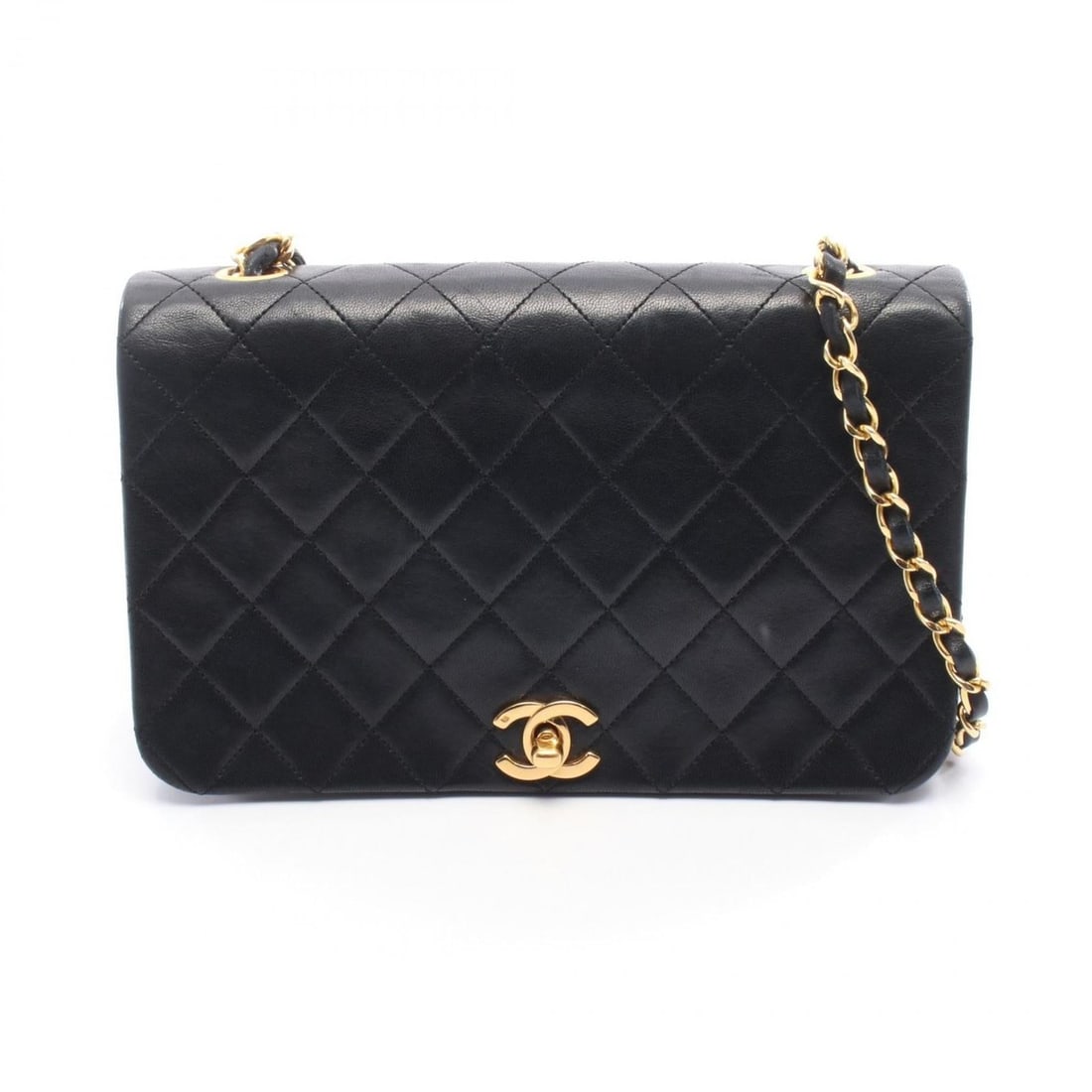 Chanel Matelassé Full Flap Shoulder Bag/Handbag, Lambskin Leather, Women's, Black: --- Catalog ---Category: SizeSize (HxWxD): 14cm x 23cm x 6cm / 5.51'' x 9.05'' x 2.36''Category: DesignType: Handbag, Shoulder bagColor: BlackGender: WomenMaterial: Leather Hardware Color: GoldLeather