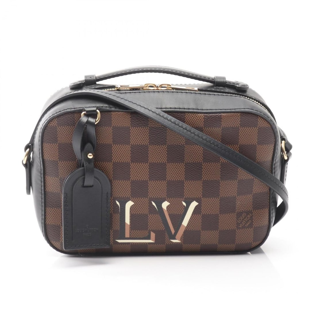 Louis Vuitton Santa Monica Shoulder Bag/Handbag, Coated Canvas and Leather, Damier Pattern, Women's,: --- Catalog ---Category: SizeSize (HxWxD): 15cm x 22cm x 7cm / 5.9'' x 8.66'' x 2.75''Category: DesignType: Handbag, Shoulder bagColor: Black, Brown, NoirGender: WomenMaterial: Coated canvas , Leather