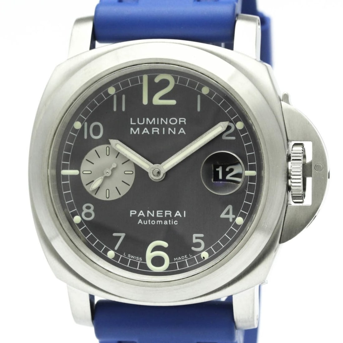 PANERAI Luminor Marina Steel Rubber Automatic Watch PAM00086 Polished: --- Catalog ---Category: SizeCase Diameter: 44mm / 1.73''Category: DesignType: WristwatchStyle: SportGender: MenColor (Dial): BlackMaterial (Band): RubberMaterial (Case): Stainless steelCategory: Gene