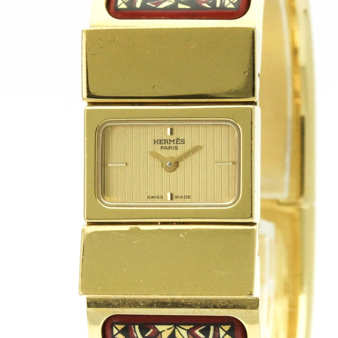 HERMES Loque Gold Plated Quartz Ladies Watch LO1.201: --- Catalog ---Category: SizeCase Diameter: 20mm / 0.79''Category: DesignType: WristwatchStyle: Dress/FormalGender: WomenColor (Dial): GoldMaterial (Band): Gold platedMaterial (Case): Gold platedCateg