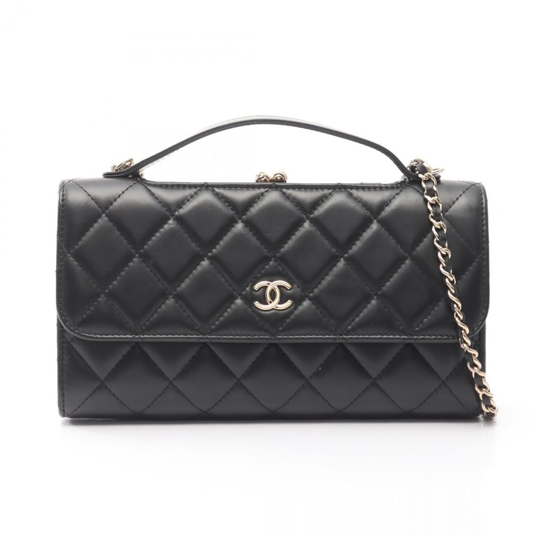 Chanel Matelassé Shoulder Bag/Handbag, Lambskin Leather, Women's, Black (AP2875): --- Catalog ---Category: SizeSize (HxWxD): 12cm x 22cm x 3cm / 4.72'' x 8.66'' x 1.18''Category: DesignType: Handbag, Shoulder bagColor: BlackGender: WomenMaterial: Leather Hardware Color: GoldLeather