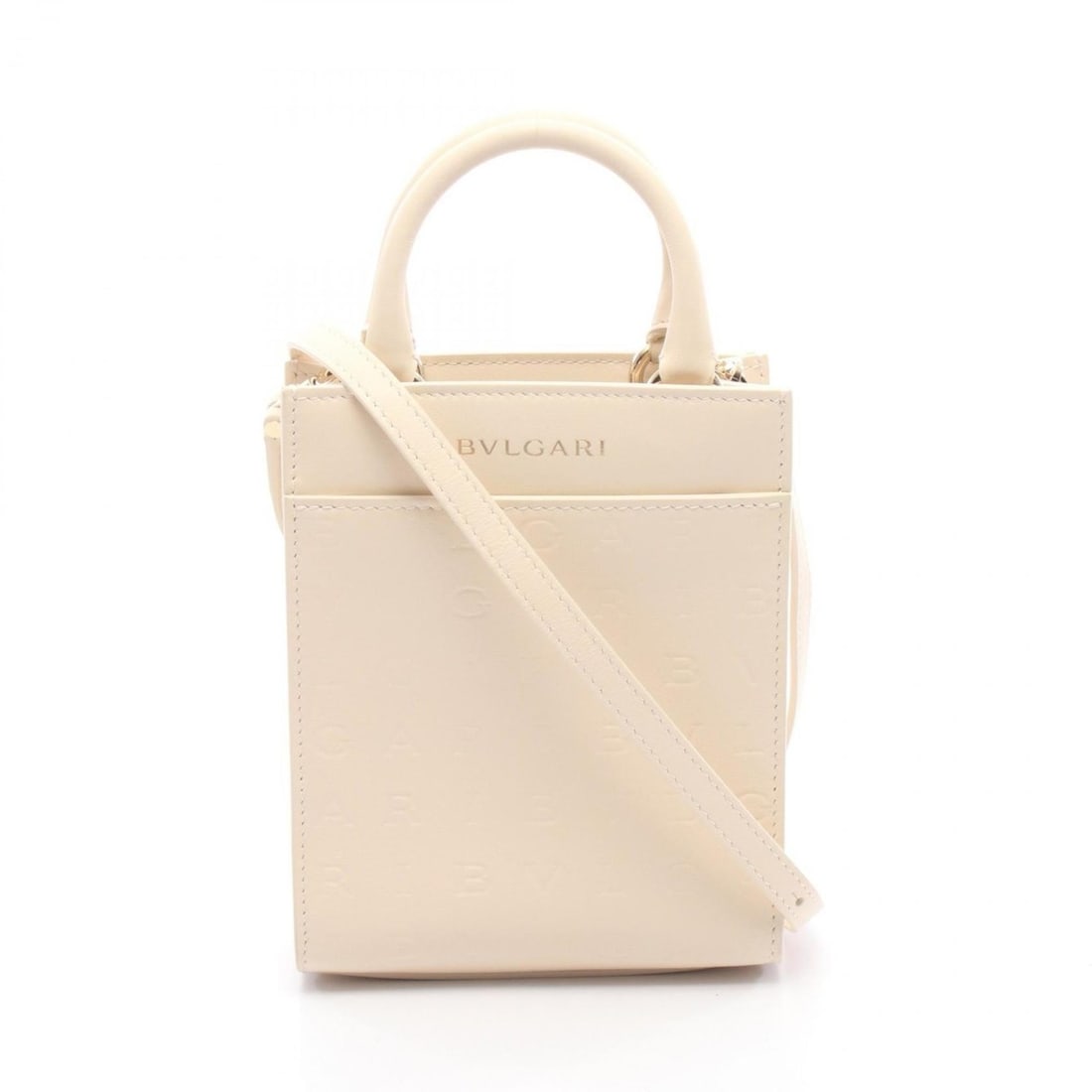 Bulgari BVLGARI Infinitum Mini Handbag, Leather, Women's, Ivory, 292002: --- Catalog ---Category: SizeSize (HxWxD): 17cm x 14.5cm x 5cm / 6.69'' x 5.7'' x 1.96''Category: DesignType: HandbagColor: IvoryGender: WomenMaterial: Leather Category: GeneralMPN: 292002Brand: Bvlga