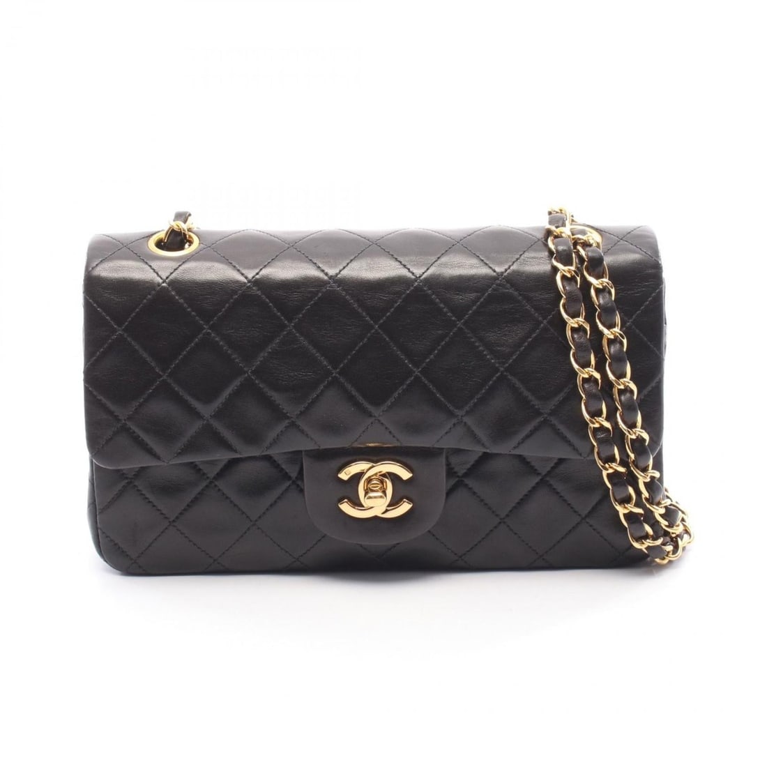 Chanel Matelassé Double Flap Shoulder Bag/Handbag, Lambskin Leather, Women's, Black: --- Catalog ---Category: SizeSize (HxWxD): 14cm x 23cm x 6cm / 5.51'' x 9.05'' x 2.36''Category: DesignType: Handbag, Shoulder bagColor: BlackGender: WomenMaterial: Leather Hardware Color: GoldLeather