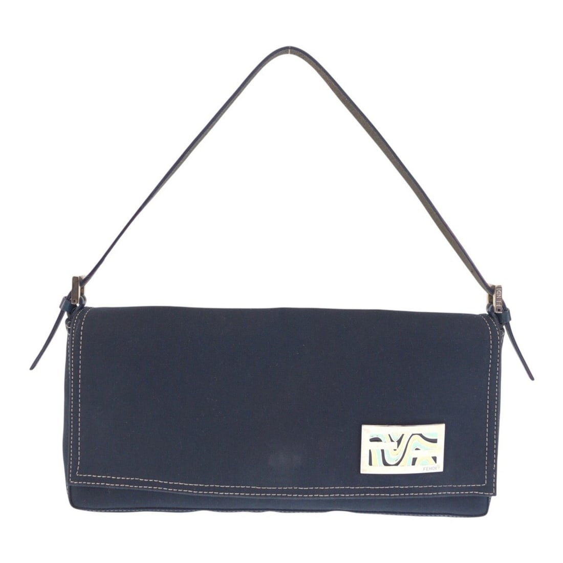 FENDI Vintage Navy Canvas Leather Handbag/Shoulder Bag (2415 26776 018) - Women's: --- Catalog ---Category: SizeSize (HxWxD): 14cm x 31cm x 4cm / 5.51'' x 12.2'' x 1.57''Category: DesignType: Handbag, Shoulder bagColor: NavyGender: WomenMaterial: Canvas , Leather Hardware Color: Sil