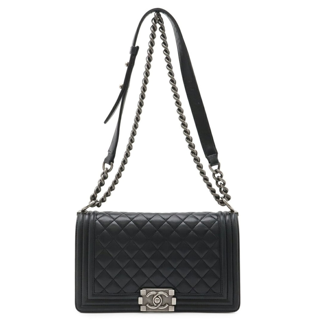 CHANEL Boy Chanel 25 Matelassé Coco Mark Chain Shoulder Bag, Lambskin Leather, Black, A67086: --- Catalog ---Category: SizeSize (HxWxD): 15cm x 25cm x 7cm / 5.9'' x 9.84'' x 2.75''Category: DesignType: Shoulder bagColor: BlackGender: WomenCategory: GeneralMPN: A67086Brand: Chanel--- Item List