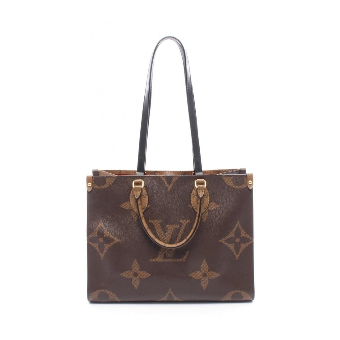 Louis Vuitton OnTheGo MM Tote Bag/Handbag, Coated Canvas and Leather, Monogram Giant Reverse: --- Catalog ---Category: SizeSize (HxWxD): 27cm x 34.5cm x 14cm / 10.62'' x 13.58'' x 5.51''Category: DesignType: Handbag, Tote bagColor: Beige, Brown, MonogramGender: WomenMaterial: Coated canvas , L