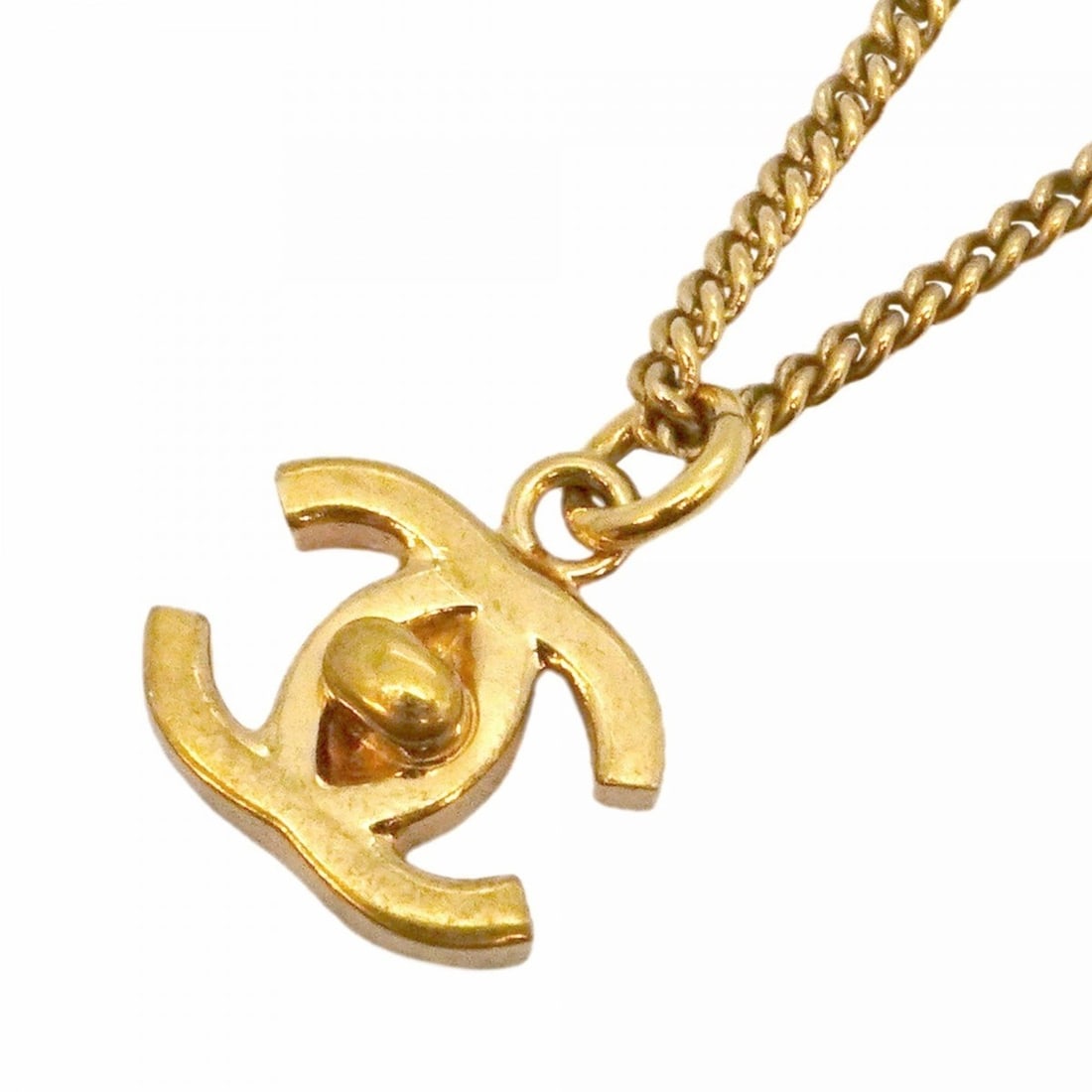 Chanel Turnlock Necklace, Gold Plated, Women's: --- Catalog ---Category: SizePendant Size: 14.8mm x 11.5mm / 0.58'' x 0.45''Neck Circumference: 42 cm / 16.53''Category: DesignColor: GoldGender: WomenMaterial: Gold platingNecklace Type: NecklaceCate