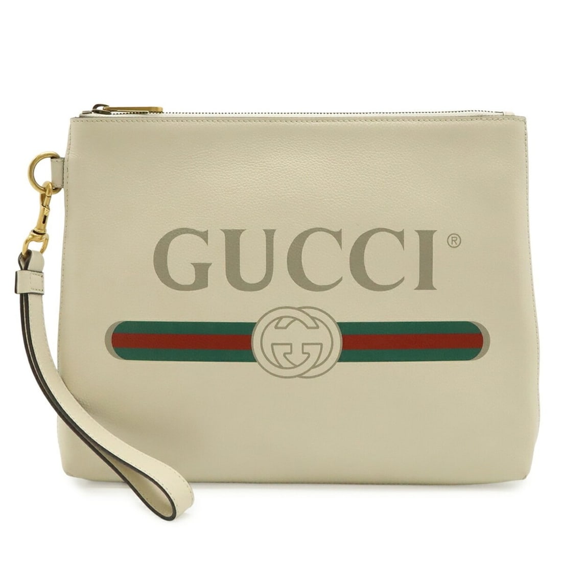 GUCCI Print Medium Portfolio Clutch Bag, Second Leather, Ivory, White, Green, Red, 572770: --- Catalog ---Category: SizeWeight: 330g / 11.64oz.Size (HxWxD): 25cm x 32cm x 3.5cm / 9.84'' x 12.59'' x 1.37''Category: DesignType: Clutch bagColor: Green, Ivory, Red colorGender: WomenMaterial: Le