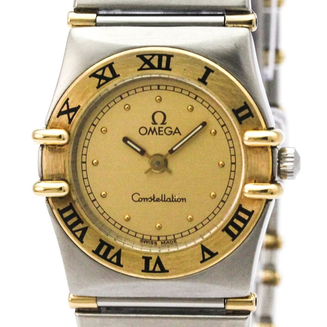 OMEGA Constellation 18K Gold Steel Ladies Watch 795.1080 Polished: --- Catalog ---Category: SizeCase Diameter: 22mm / 0.87''Category: DesignType: WristwatchStyle: Dress/FormalGender: WomenColor (Dial): GoldMaterial (Band): Stainless steel, Yellow gold (18K)Material (