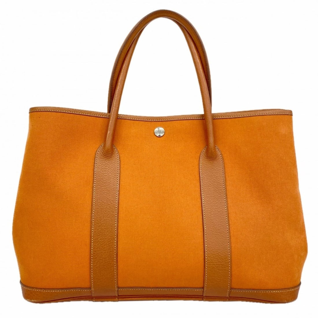Hermes Garden PM Tote Bag, Toile Officier, Orange, ?J stamp, Ladies': --- Catalog ---Category: SizeSize (HxWxD): 26cm x 36cm x 17cm / 10.23'' x 14.17'' x 6.69''Category: DesignType: Tote bagColor: OrangeGender: WomenMaterial: Toile officier Hardware Color: SilverCategor