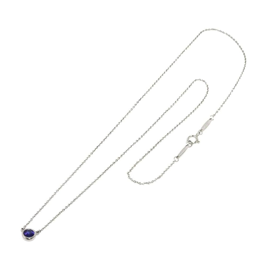 Tiffany & Co. By the Yard Sapphire Necklace, 42cm, Platinum (Pt): --- Catalog ---Category: SizePendant Size: 5.7mm x 5.7mm / 0.22'' x 0.22''Neck Circumference: 42 cm / 16.53''Category: DesignGender: WomenMaterial: Platinum 950Necklace Type: NecklaceCategory: General