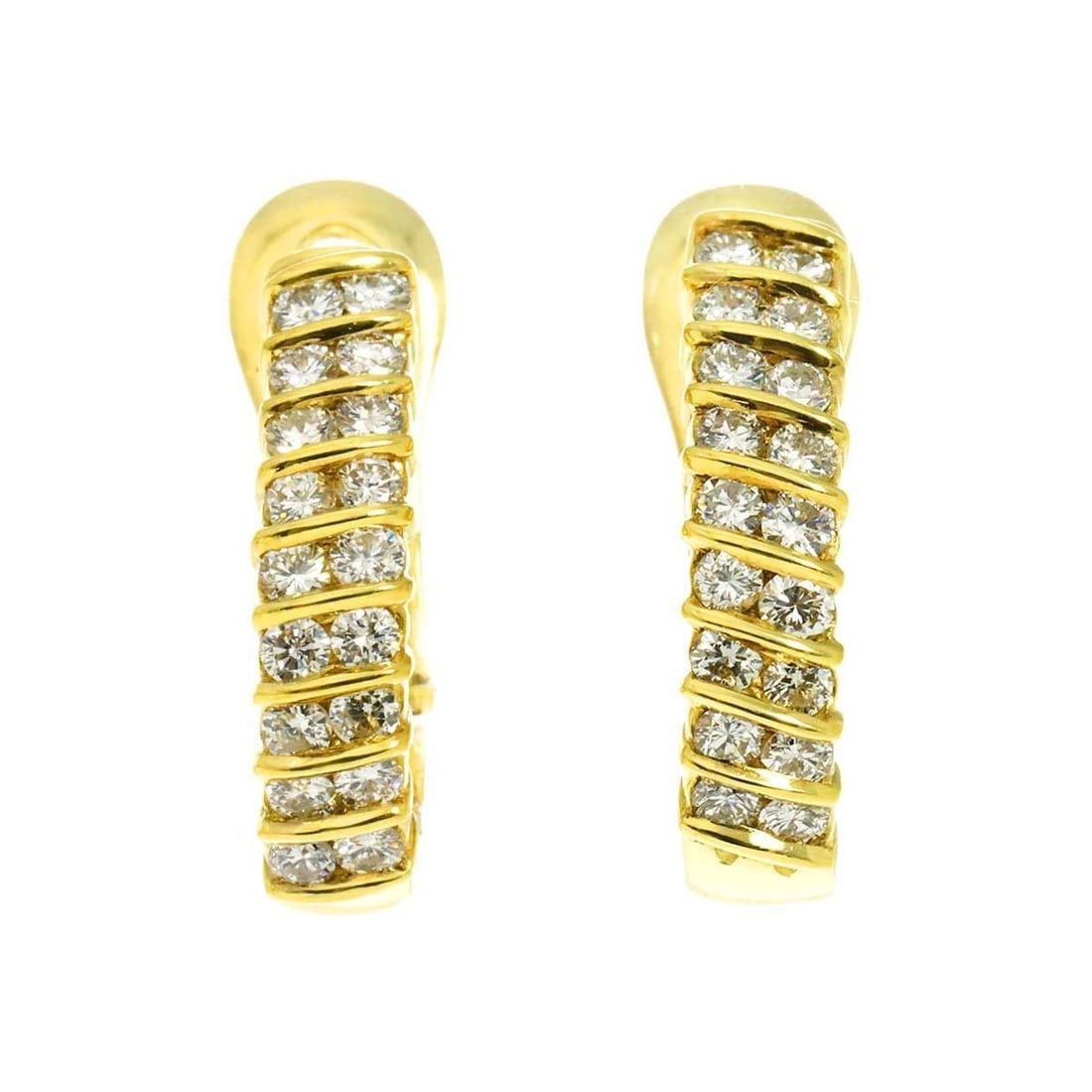 Tiffany & Co. Diamond Earrings, 18K Yellow Gold (750), Clip-on.: --- Catalog ---Category: SizeSize (HxWxD): 19.60mm x 4.70mm / 0.77'' x 0.19''Category: DesignType: Clip earringsGender: WomenMaterial: Yellow gold (18K)Category: GeneralBrand: Tiffany--- Item List ---