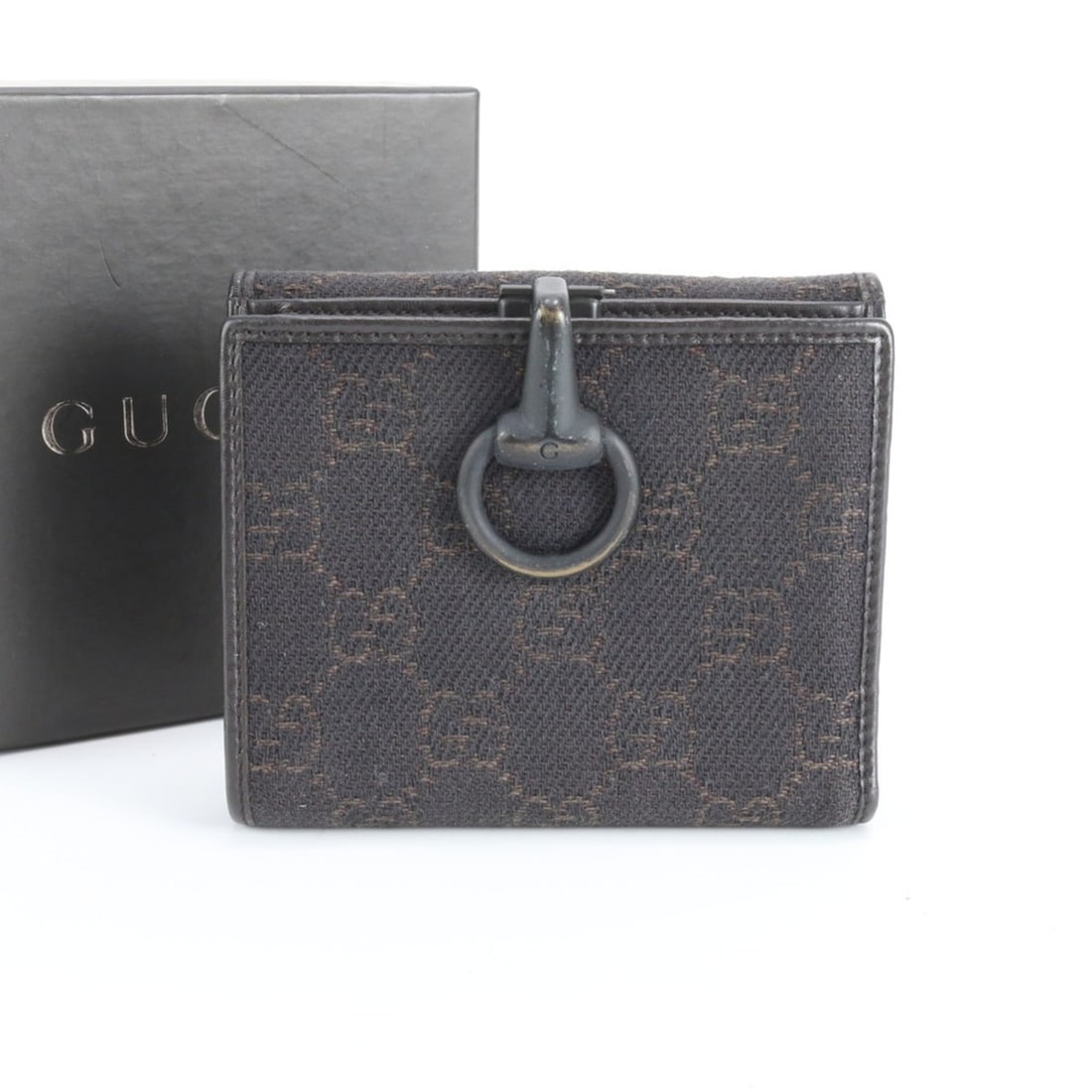 Gucci GG Canvas Horsebit 101604 Leather Bi-fold Wallet, Black, Women's: --- Catalog ---Category: SizeSize (HxWxD): 9cm x 10cm x 2cm / 3.54'' x 3.93'' x 0.78''Category: DesignType: Wallet (bi-fold)Color: BlackGender: WomenMaterial: Leather , Canvas Category: GeneralBrand:
