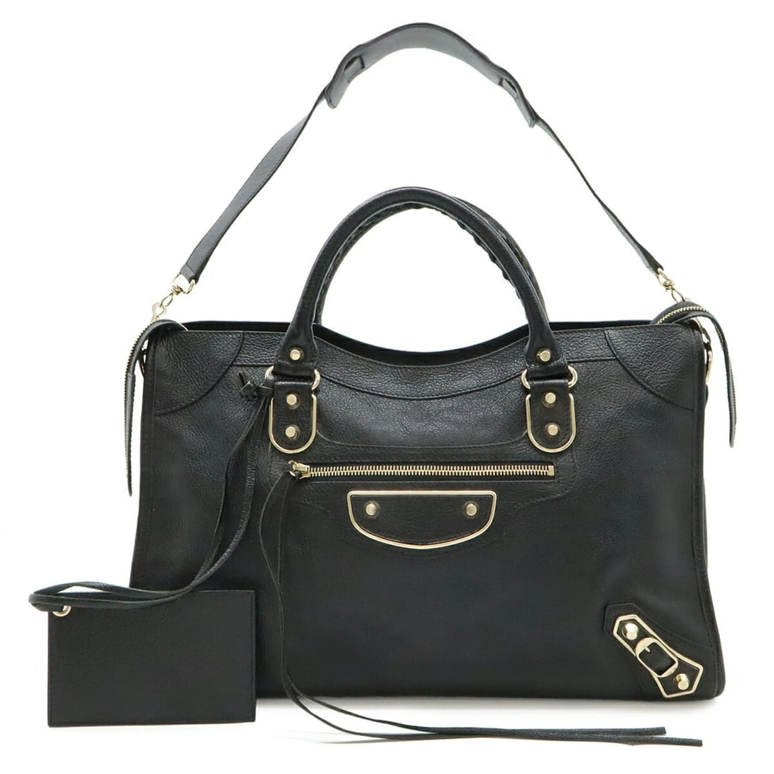 BALENCIAGA The City Editor's Bag, Handbag/Shoulder Leather, Black, 115748: --- Catalog ---Category: SizeSize (HxWxD): 23.5cm x 38cm x 14cm / 9.25'' x 14.96'' x 5.51''Category: DesignType: Handbag, Shoulder bagColor: BlackGender: WomenMaterial: Leather Category: GeneralMPN: 1