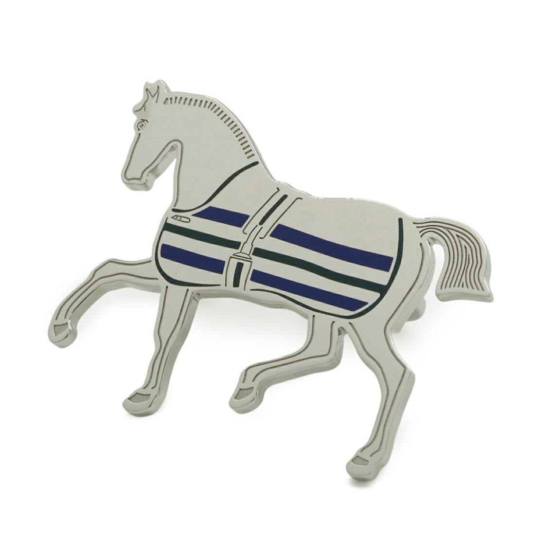 HERMES Cheval Couverture Scarf/Muffler Ring, Carre Animal Motif, Horse, Metal, Silver, Blue Saphir: --- Catalog ---Category: SizeSize (LxW): 3.2cm x 4cm / 1.25'' x 1.57''Category: DesignType: ScarfColor: SilverGender: MenMaterial: Metal Category: GeneralBrand: HermesCountry of Origin: Italy--- Item