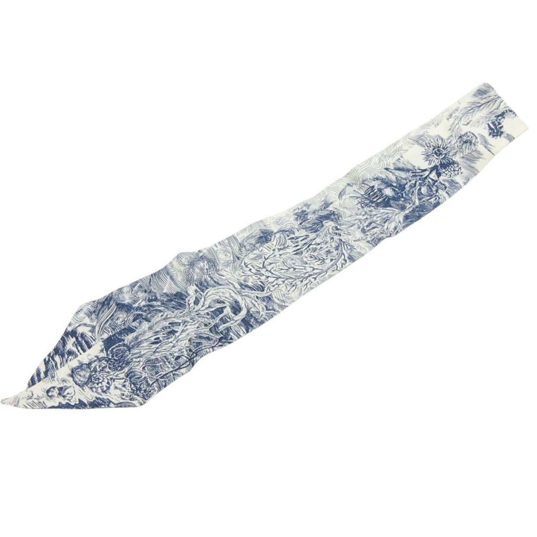 Christian Dior Mitzah Toile de Jouy Sauvage Scarf/Muffler with Ribbon, Silk Twill, Navy, Women's: --- Catalog ---Category: SizeSize (LxW): 6cm x 1.04m / 2.36'' x 40.94''Category: DesignType: ScarfColor: Navy, WhiteGender: WomenMaterial: Silk Category: GeneralBrand: Christian Dior--- Item List ---S