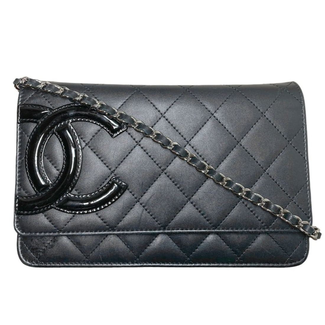 CHANEL Cambon Line Matelassé Chain Shoulder Wallet Bag Black Women's: --- Catalog ---Category: SizeSize (HxWxD): 12cm x 19cm x 4cm / 4.72'' x 7.48'' x 1.57''Category: DesignType: Shoulder bagColor: Black, WhiteGender: WomenMaterial: Cambon ligne Category: GeneralBrand: