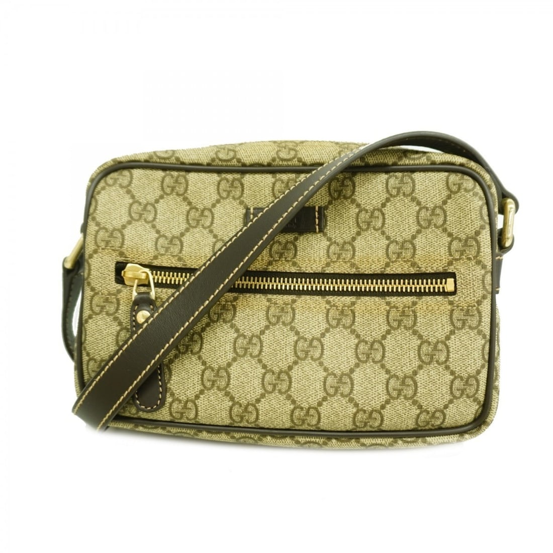 Gucci GG Supreme Shoulder Bag 201447 Brown Champagne Women's: --- Catalog ---Category: SizeSize (HxWxD): 14cm x 20cm x 4.5cm / 5.51'' x 7.87'' x 1.77''Category: DesignType: Shoulder bagColor: BrownGender: WomenMaterial: PVC Hardware Color: Champagne goldCategory