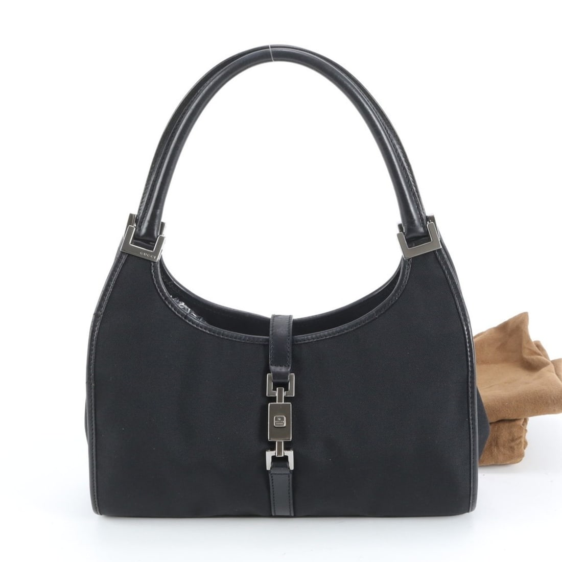 Gucci Jackie 002-1068 Leather Tote Bag Shoulder Handbag Black Women's: --- Catalog ---Category: SizeSize (HxWxD): 20cm x 26cm x 8cm / 7.87'' x 10.23'' x 3.14''Strap Length: 32cm / 12.59''Category: DesignType: Handbag, Tote bagColor: BlackGender: WomenMaterial: Leather ,