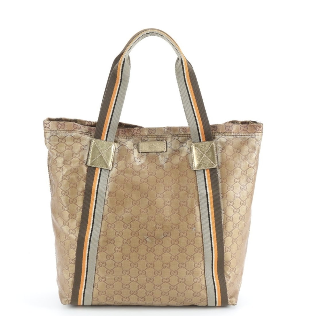 Gucci GG Crystal 189669 Leather Tote Bag Shoulder Handbag Gold Women's: --- Catalog ---Category: SizeSize (HxWxD): 32cm x 34cm x 12cm / 12.59'' x 13.38'' x 4.72''Strap Length: 50cm / 19.68''Category: DesignType: Handbag, Tote bagColor: GoldGender: WomenMaterial: Leather ,