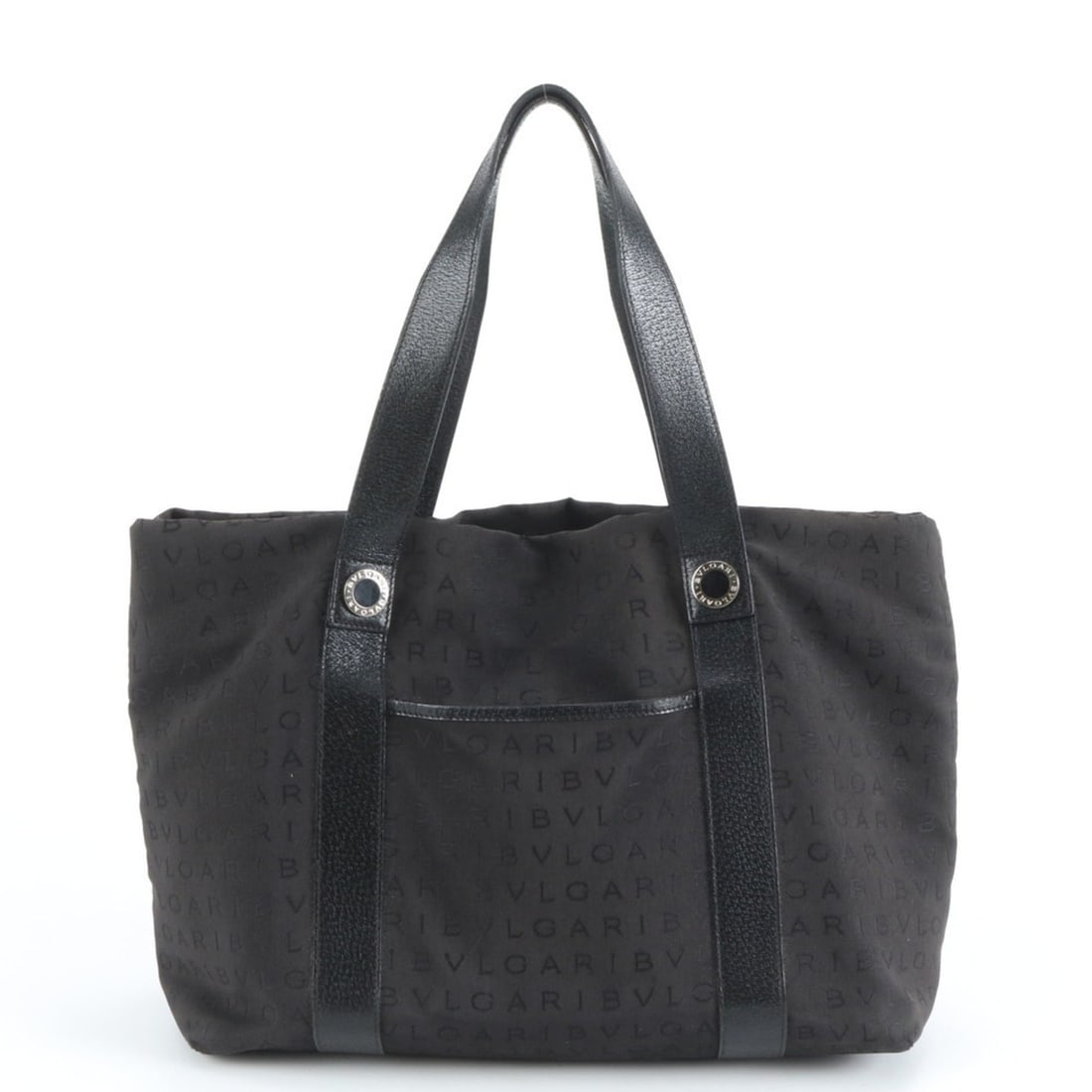 Bvlgari Logomania Leather Tote Bag Shoulder Handbag Black Silver Hardware Women's: --- Catalog ---Category: SizeSize (HxWxD): 25cm x 34cm x 15cm / 9.84'' x 13.38'' x 5.9''Strap Length: 47cm / 18.5''Category: DesignType: Handbag, Tote bagColor: BlackGender: WomenMaterial: Leather , C