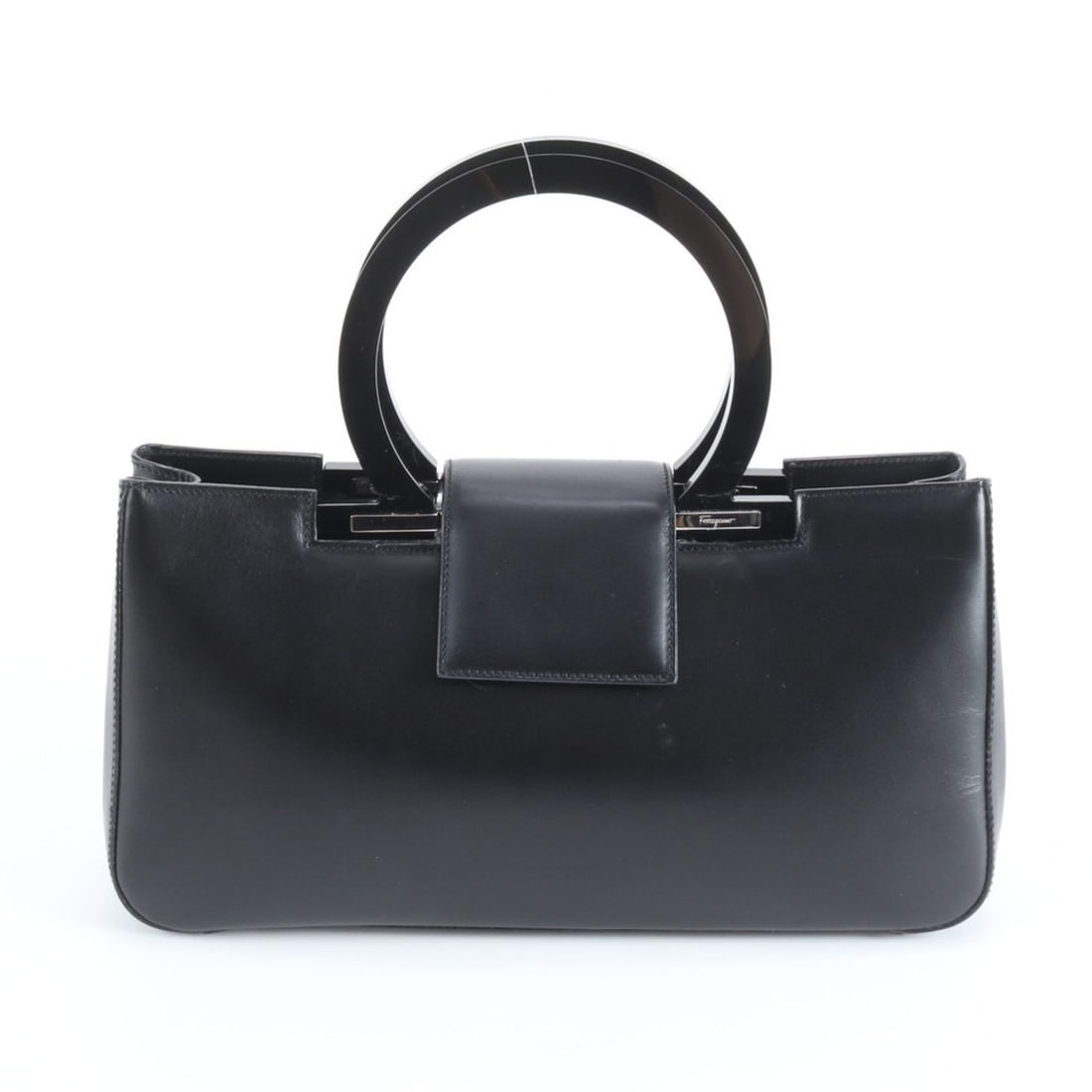 Salvatore Ferragamo Gancini Leather Handbag Tote Bag Black Women's: --- Catalog ---Category: SizeSize (HxWxD): 16cm x 30cm x 8cm / 6.29'' x 11.81'' x 3.14''Handle Length: 33cm / 12.99''Category: DesignType: Handbag, Tote bagColor: BlackGender: WomenMaterial: Leather C