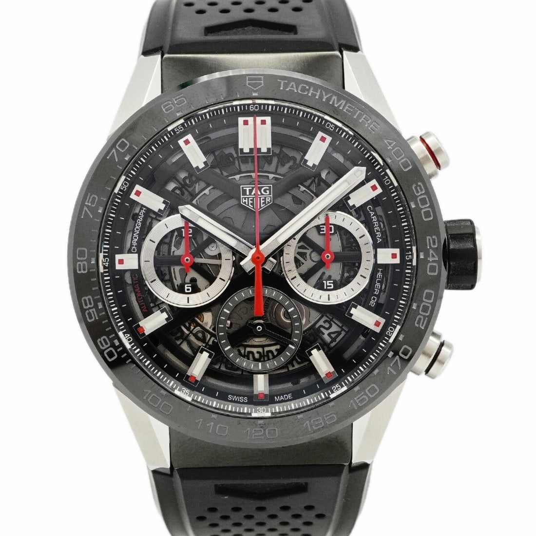 TAG Heuer Carrera CBG2010 Skeleton Dial Watch for Men: --- Catalog ---Category: SizeWrist Size: 22cm / 8.66''Case Diameter: 43.7mm / 1.72''Category: DesignType: WristwatchGender: MenMaterial (Band): RubberCategory: GeneralMPN: CBG2010Brand: Tag HeuerCateg