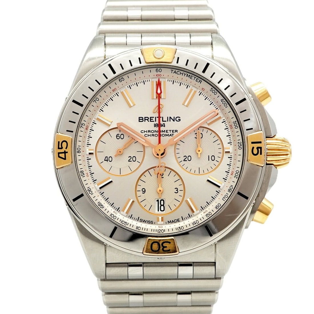 Breitling Chronomat IB0134 Silver Dial Men's Watch: --- Catalog ---Category: SizeWrist Size: 17.5cm / 6.88''Case Diameter: 42.7mm / 1.68''Category: DesignType: WristwatchGender: MenColor (Dial): SilverMaterial (Band): Stainless steelCategory: GeneralMP