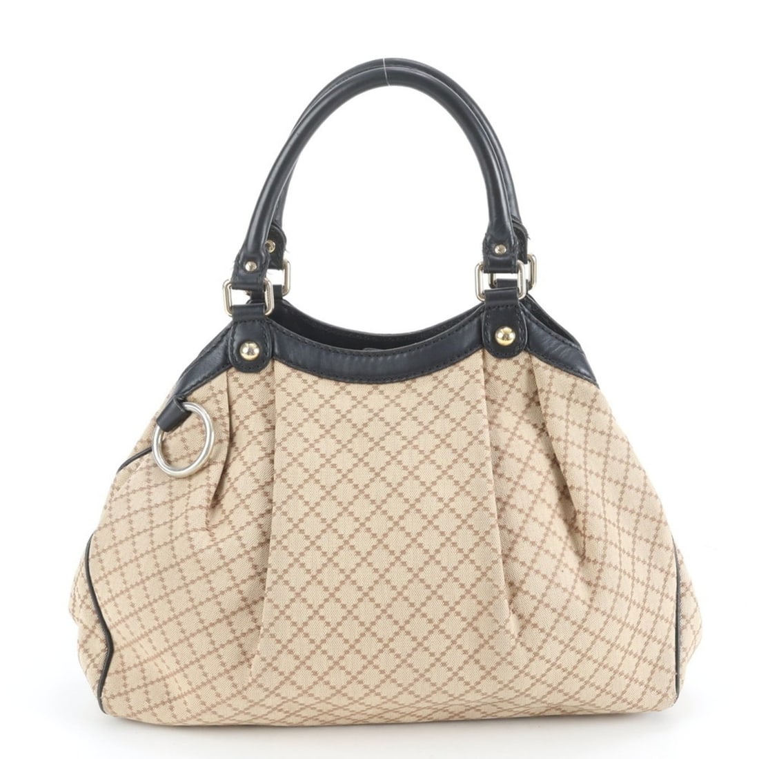 Gucci Diamante Sukey Leather Canvas Tote Bag Shoulder Handbag for Women: --- Catalog ---Category: SizeSize (HxWxD): 26cm x 35cm x 11cm / 10.23'' x 13.77'' x 4.33''Handle Length: 36cm / 14.17''Category: DesignType: Handbag, Tote bagColor: BeigeGender: WomenMaterial: Leather
