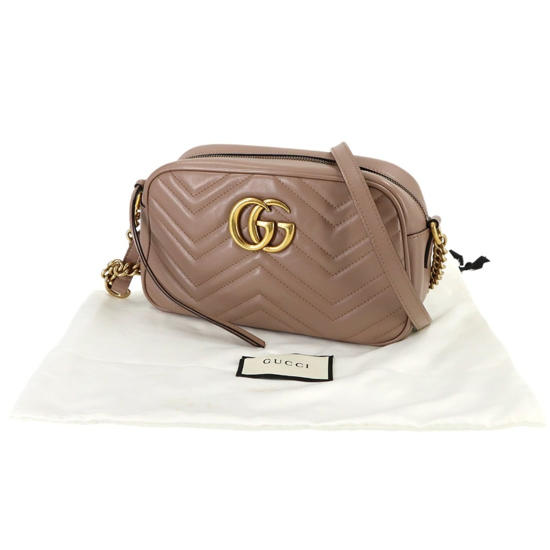 Gucci GG Marmont Small Shoulder Handbag, Leather, Beige, 447632, Gold Hardware, Bag: --- Catalog ---Category: SizeSize (HxWxD): 14cm x 24cm x 7cm / 5.51'' x 9.44'' x 2.75''Category: DesignType: Handbag, Shoulder bagColor: BeigeGender: WomenMaterial: Leather Category: GeneralMPN: 44763