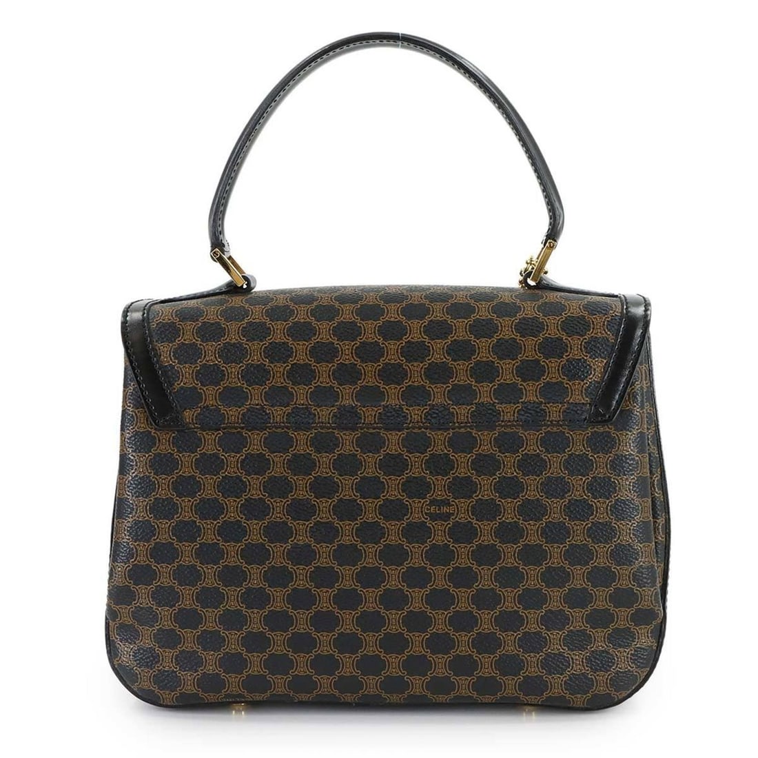 Celine Macadam 2-way Hand/Shoulder Handbag, Leather, Black/Brown, Gold Hardware: --- Catalog ---Category: SizeSize (HxWxD): 18cm x 24cm x 8cm / 7.08'' x 9.44'' x 3.14''Category: DesignType: HandbagColor: Black, BrownGender: WomenMaterial: PVC , Leather Category: GeneralLine: Macad