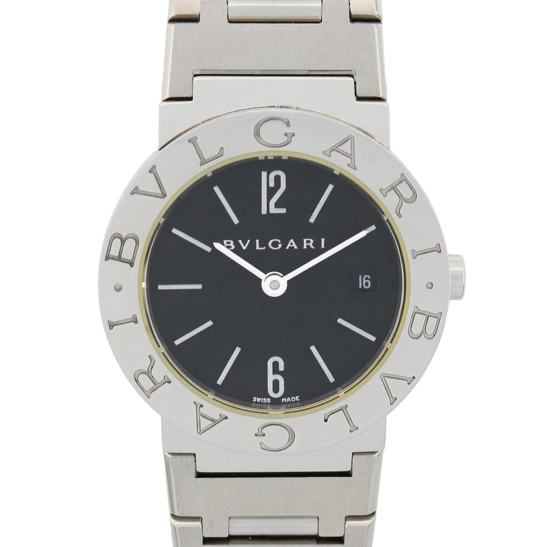 Bulgari BVLGARI Watch Stainless Steel Ladies Black BB26SS: --- Catalog ---Category: SizeWrist Size: 17cm / 6.69''Case Diameter: 26mm / 1.02''Category: DesignType: WristwatchGender: WomenColor (Dial): BlackMaterial (Band): Stainless steelMaterial (Case): Stain