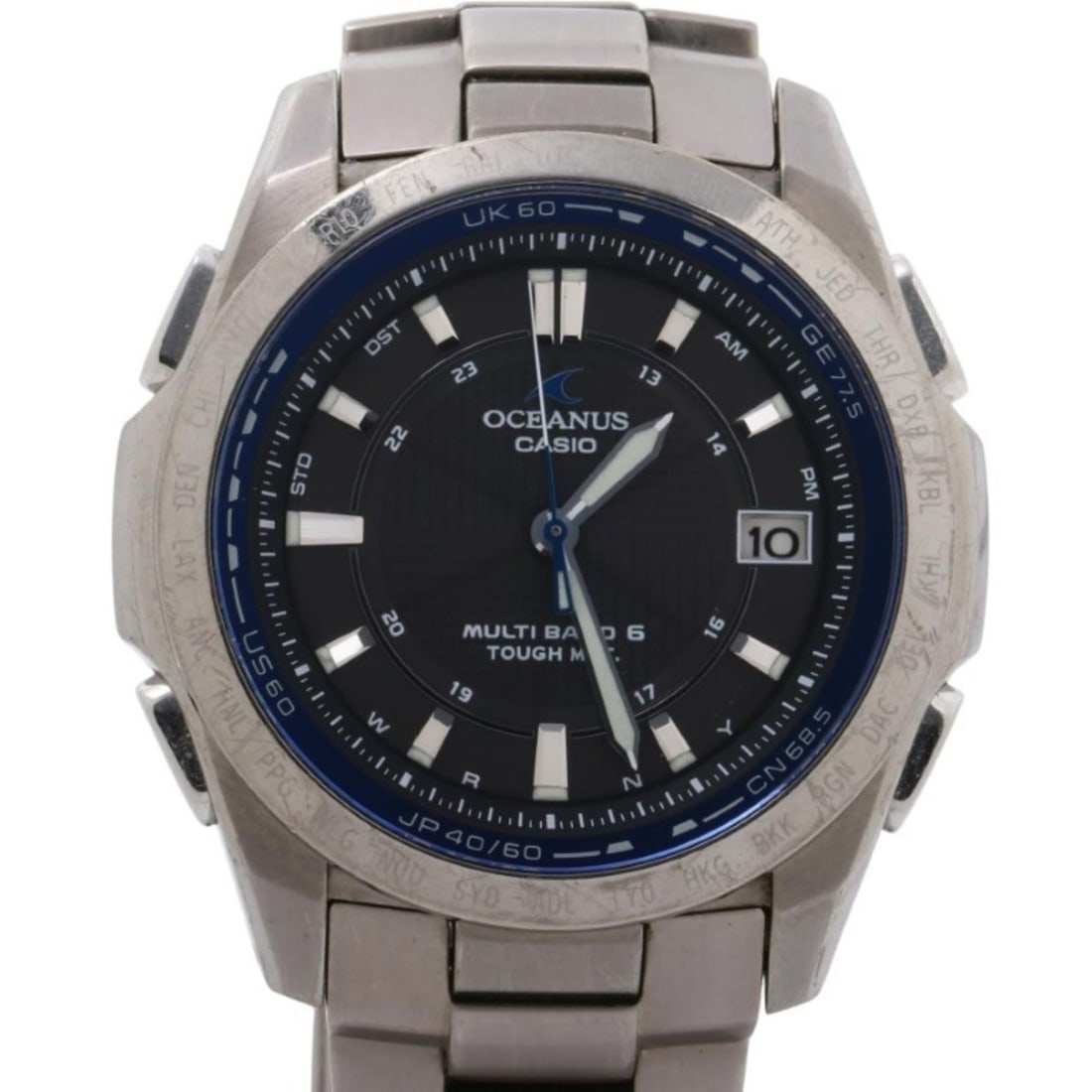 CASIO Oceanus Classic Line OCWT100 Black Silver Titanium Men's Analog Watch: --- Catalog ---Category: SizeWrist Size: 16.5cm / 6.49''Case Diameter: 42mm / 1.65''Category: DesignType: WristwatchGender: MenColor (Dial): BlackMaterial (Band): TitaniumMaterial (Case): TitaniumCate