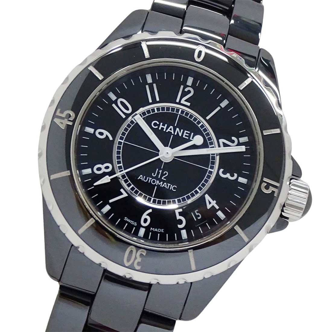 Chanel J12 Automatic Date Watch for Men, Stainless Steel (SS) with Black Ceramic, Model H0685,: --- Catalog ---Category: SizeWrist Size: 18cm / 7.08''Case Diameter: 38mm / 1.5''Category: DesignType: WristwatchGender: MenColor (Dial): BlackMaterial (Band): Ceramic, Stainless steelMaterial (Case):