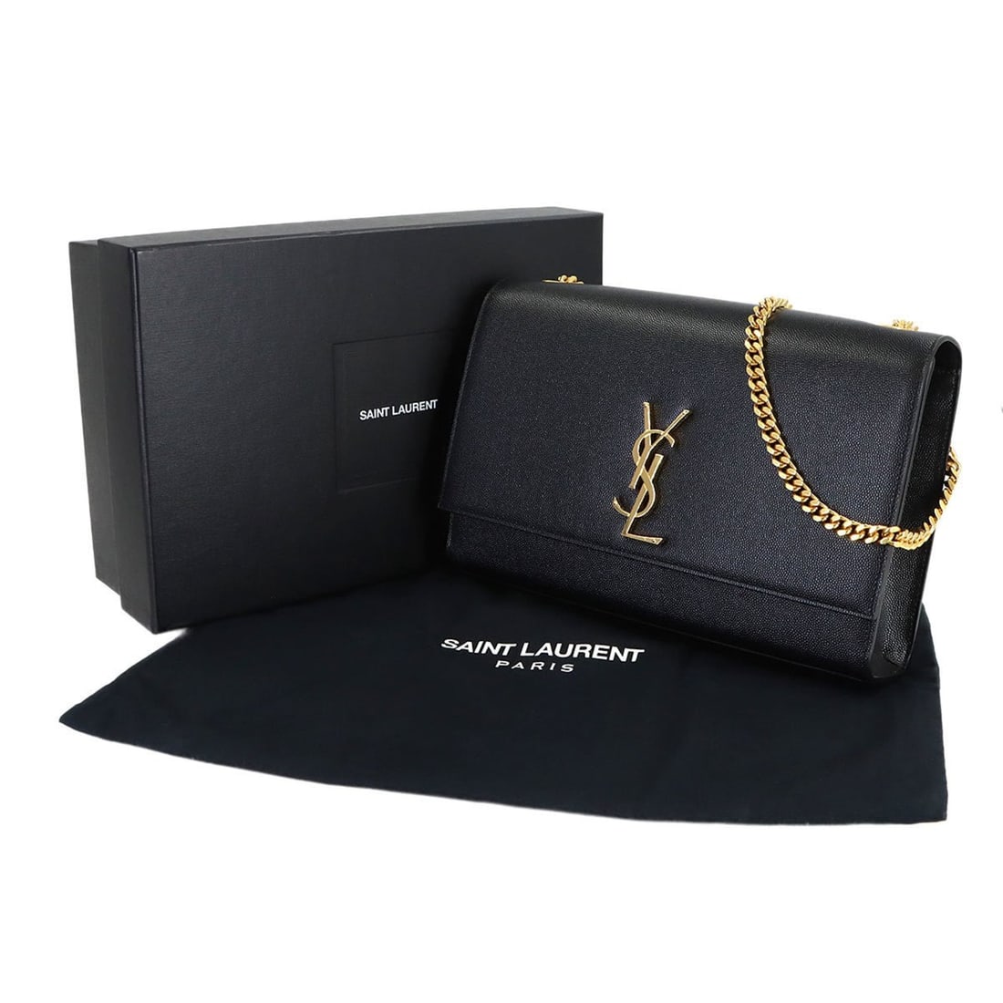 Saint Laurent Kate Large Chain Shoulder Handbag, Leather, Black, 446752: --- Catalog ---Category: SizeSize (HxWxD): 18.5cm x 28.5cm x 6cm / 7.28'' x 11.22'' x 2.36''Category: DesignType: Handbag, Shoulder bagColor: BlackGender: WomenMaterial: Leather Category: GeneralMPN: