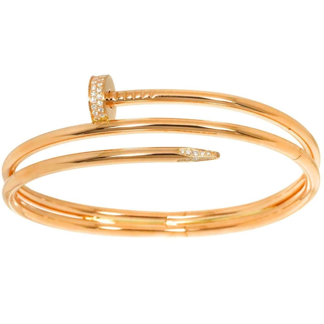 Cartier Juste Un Clou #19 Bracelet with Diamonds, 18K Pink Gold (750): --- Catalog ---Category: SizeLength: 18.5cm / 7.28''Category: DesignType: BangleGender: WomenMaterial: Pink gold (18K)Category: GeneralBrand: Cartier--- Item List ---Section: ConditionRanking: Rank SA