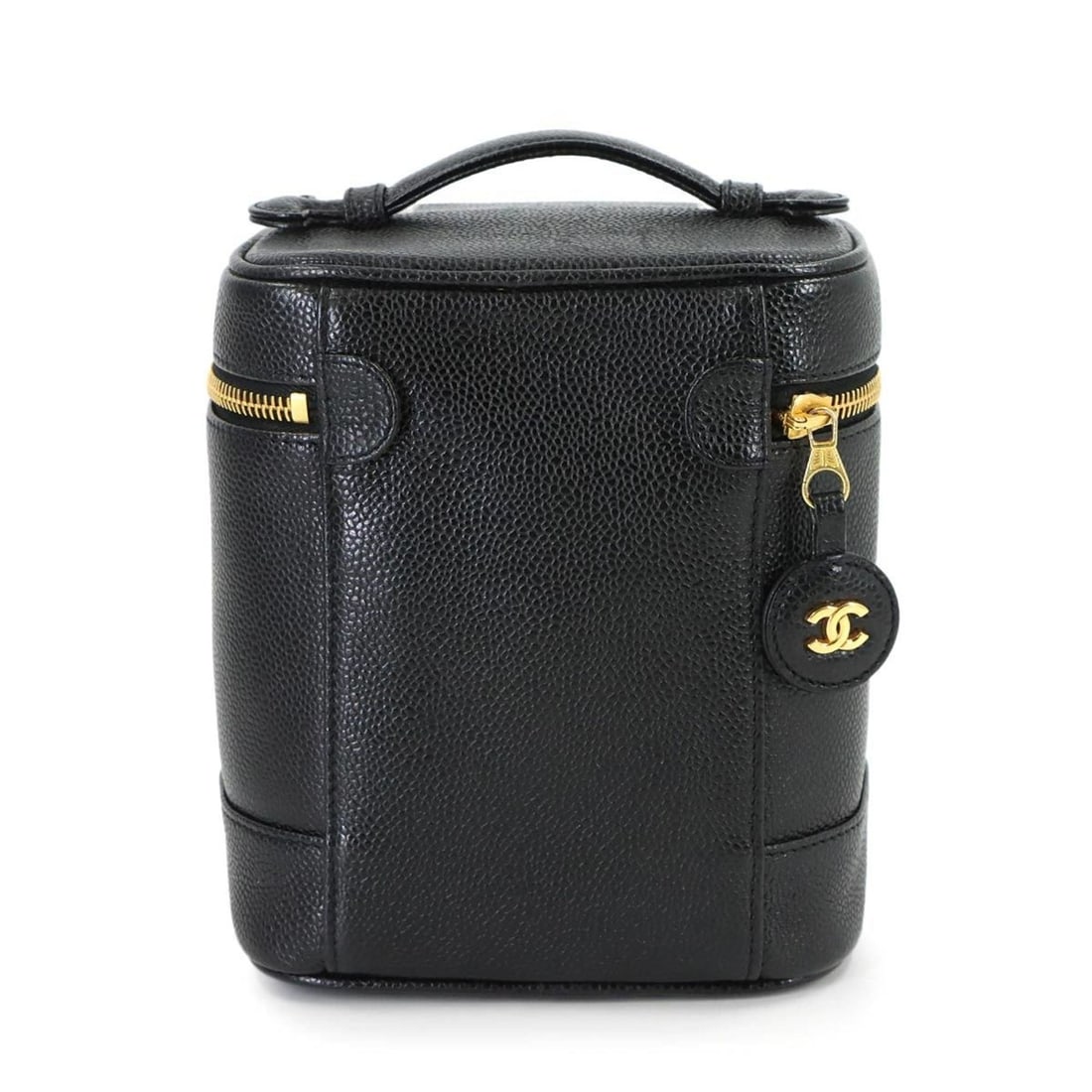 Chanel Vanity Handbag, Caviar Leather, Black, A01998, Coco Mark, Gold Hardware.: --- Catalog ---Category: SizeSize (HxWxD): 17cm x 15cm x 12.5cm / 6.69'' x 5.9'' x 4.92''Category: DesignType: Handbag, Vanity bagColor: BlackGender: WomenMaterial: Grained Calfskin Category: GeneralM