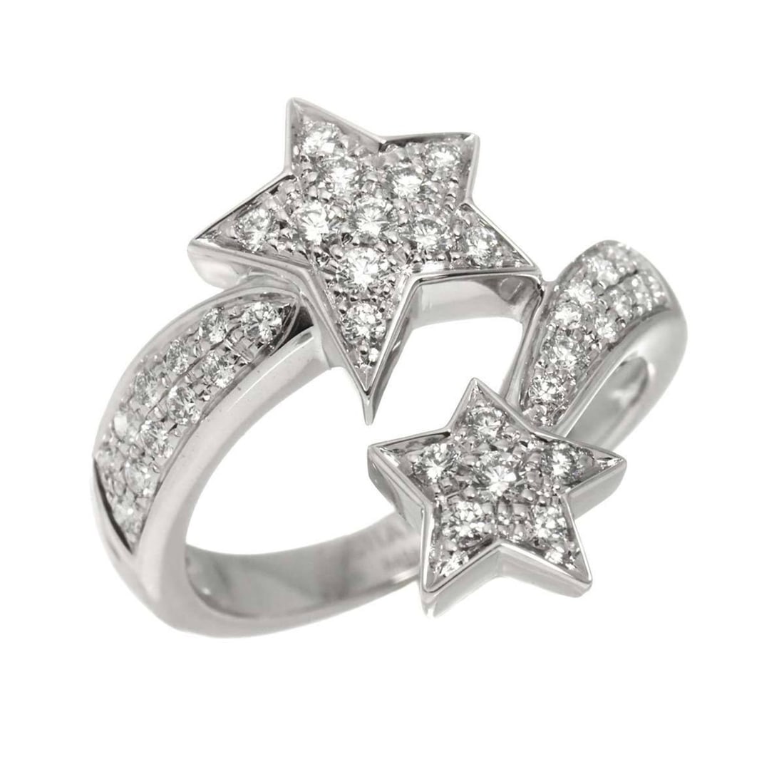 Chanel Comet Ring #56, Diamond, 18K White Gold (750): --- Catalog ---Category: SizeUS Size: 8Brand Size: 56Category: DesignType: Band ringGender: WomenMaterial: White gold (18K)Category: GeneralBrand: Chanel--- Item List ---Section: ConditionRanking: Ran