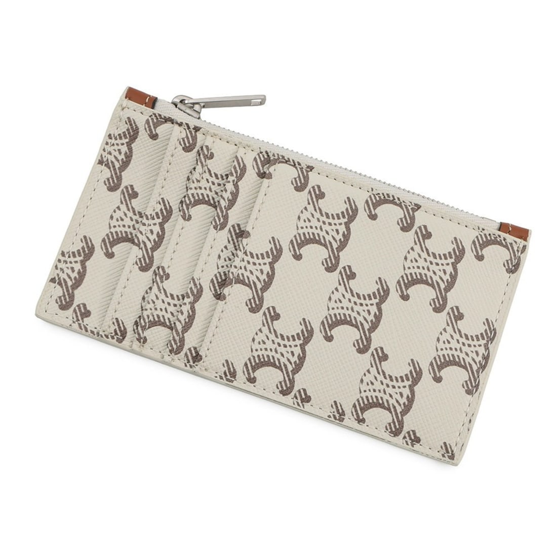 Celine business card holder/card case, Triomphe, zip-closure holder, 10B682EEN, white, women's,: --- Catalog ---Category: DesignType: Card caseColor: WhiteGender: WomenMaterial: PVC , Leather Category: GeneralMPN: 10B682EEN.04LEBrand: CelineCountry of Origin: ItalyCategory: Physical PropertiesSiz
