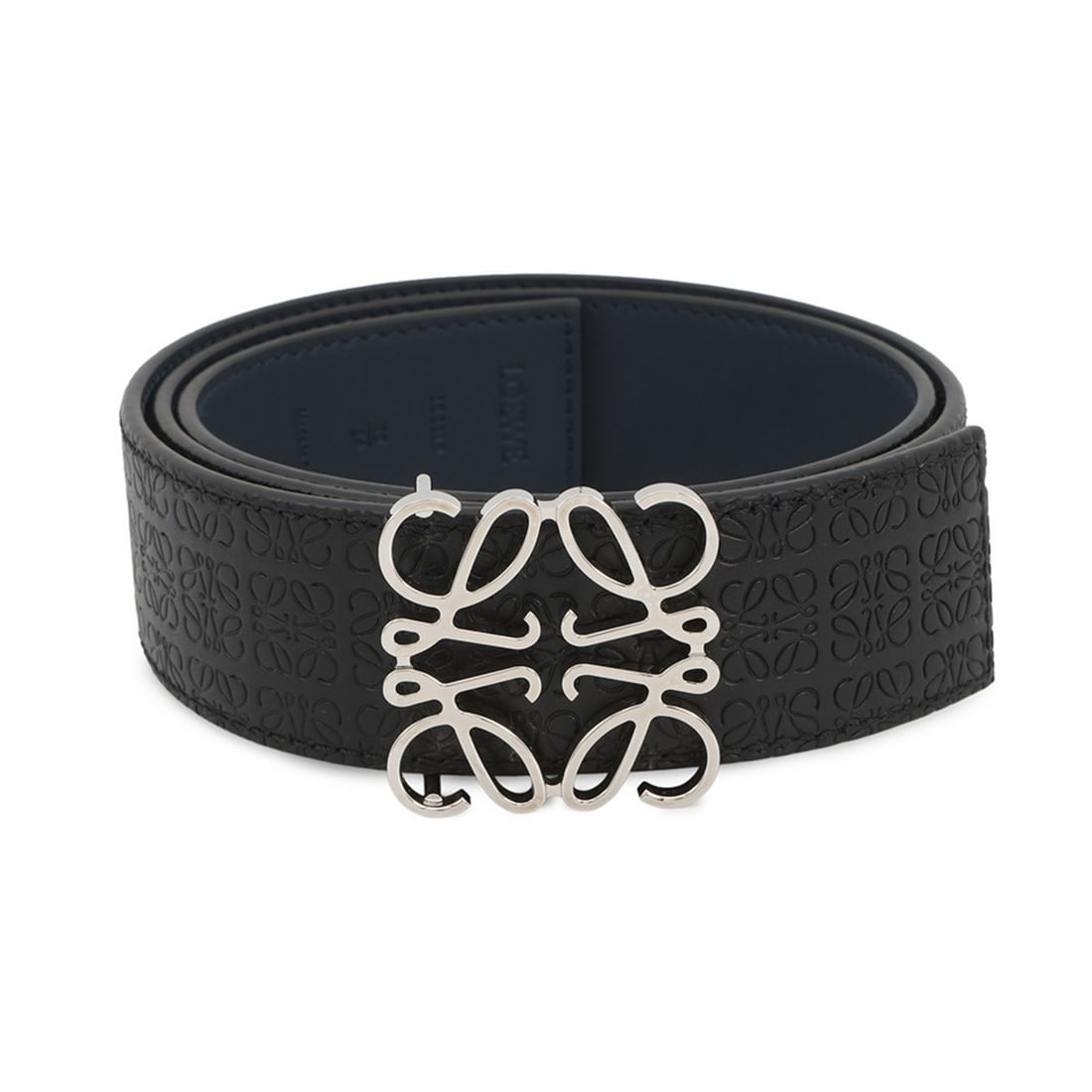 Loewe belt, Repeat Anagram, reversible, size 85, black.: --- Catalog ---Category: SizeWidth: 3.8cm / 1.49''Length: 84cm - 94cm / 33.07'' - 37''Buckle Size: 4.5cm x 4.5cm / 1.77'' x 1.77''Category: DesignType: Standard beltColor: Black, NavyGender: MenCatego