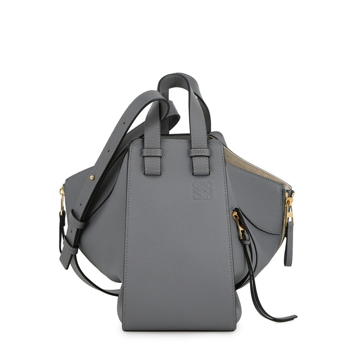 Loewe Hammock Small Handbag, Soft Grain Calf Leather, A538S35X51, 2-way, Handbag: --- Catalog ---Category: SizeWeight: 680g / 1.49lb.Size (HxWxD): 24cm x 14cm x 28cm / 9.44'' x 5.51'' x 11.02''Strap Length: 66cm - 98cm / 25.98'' - 38.58''Category: DesignType: HandbagColor: GrayGend