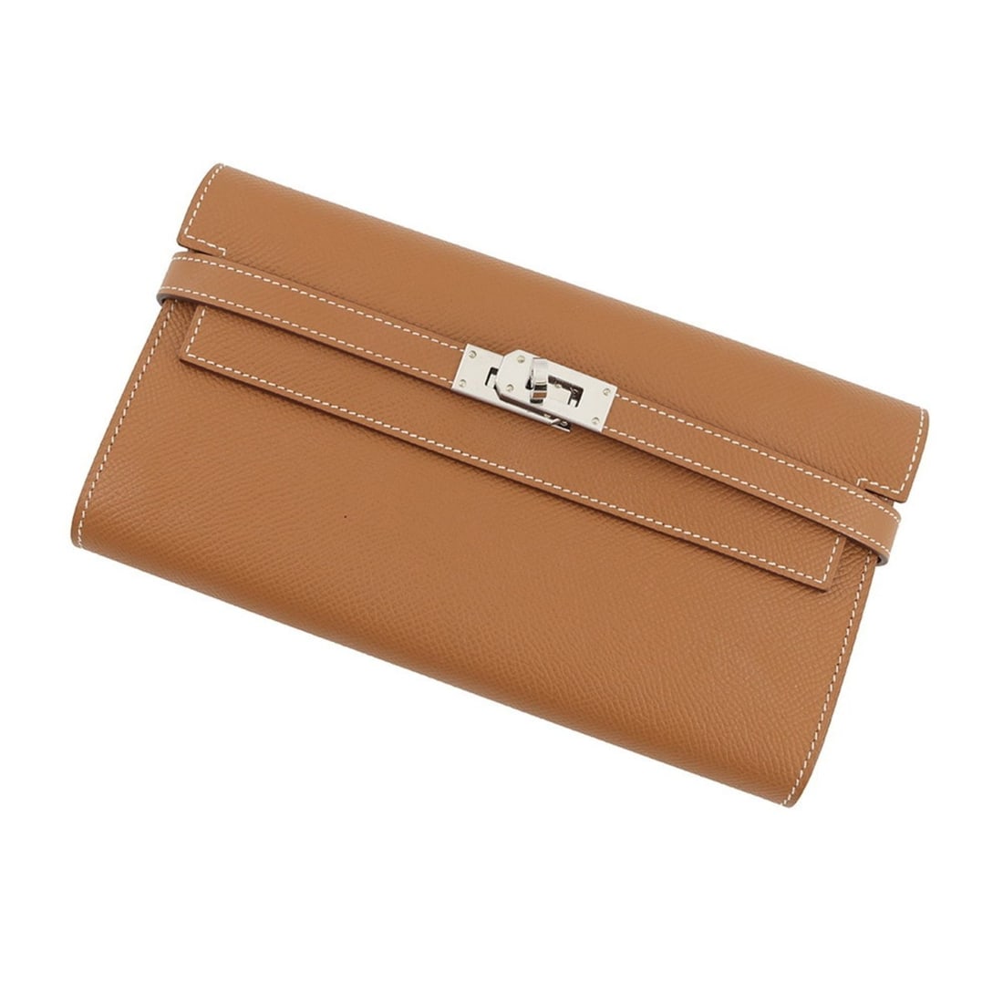 Hermes Kelly Wallet Long Gold Epsom Leather with B Stamp: --- Catalog ---Category: SizeSize (HxWxD): 11cm x 20cm / 4.33'' x 7.87''Category: DesignType: Long wallet (bi-fold)Color: GoldGender: WomenMaterial: Epsom leather Category: GeneralLine: KellyBrand: He