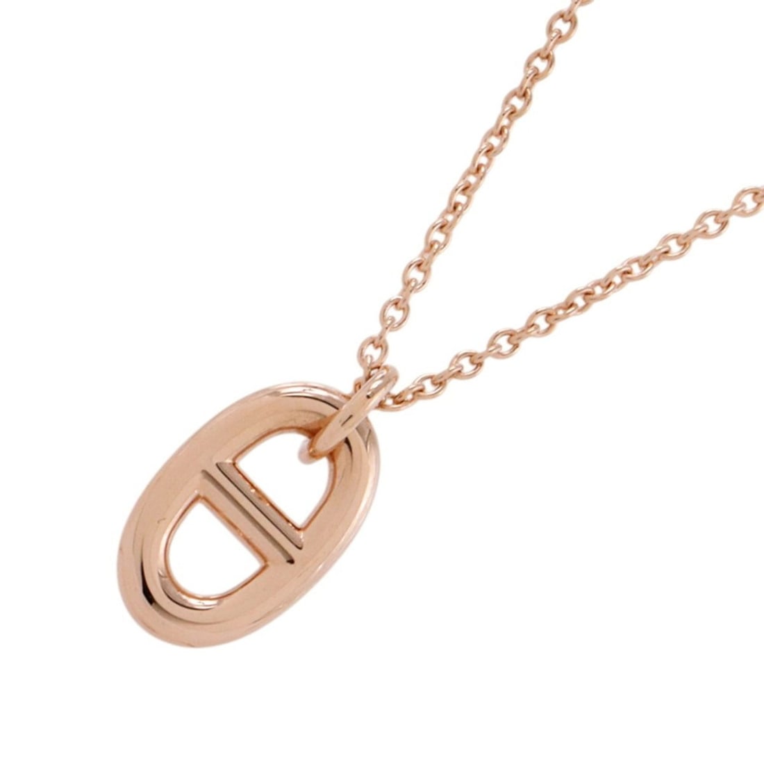 Hermes Chaine d'Ancre Farandole Necklace, 18KPG Pink Gold PM HERMES Necklace: --- Catalog ---Category: SizeWeight: 5.2g / 0.18oz.Pendant Size: 14mm x 8.7mm / 0.55'' x 0.34''Neck Circumference: 40 cm - 41.5 cm / 15.74'' - 16.33''Category: DesignGender: WomenMaterial: Pink gold (