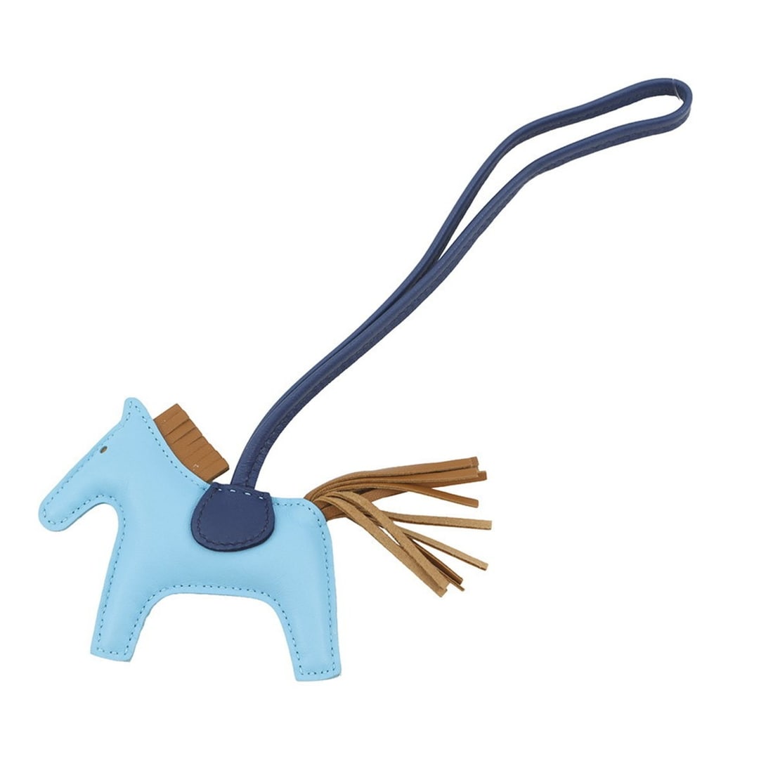 Hermes accessory bag charm Rodeo PM Celeste Bleu de Malte Craft lambskin D stamp HERMES: --- Catalog ---Category: SizeSize (HxWxD): 75.00mm x 130.00mm / 2.95'' x 5.12''Category: DesignType: Handbag charmColor: KraftGender: WomenMaterial: LeatherLeather/Fur Type: LambskinCategory: GeneralB
