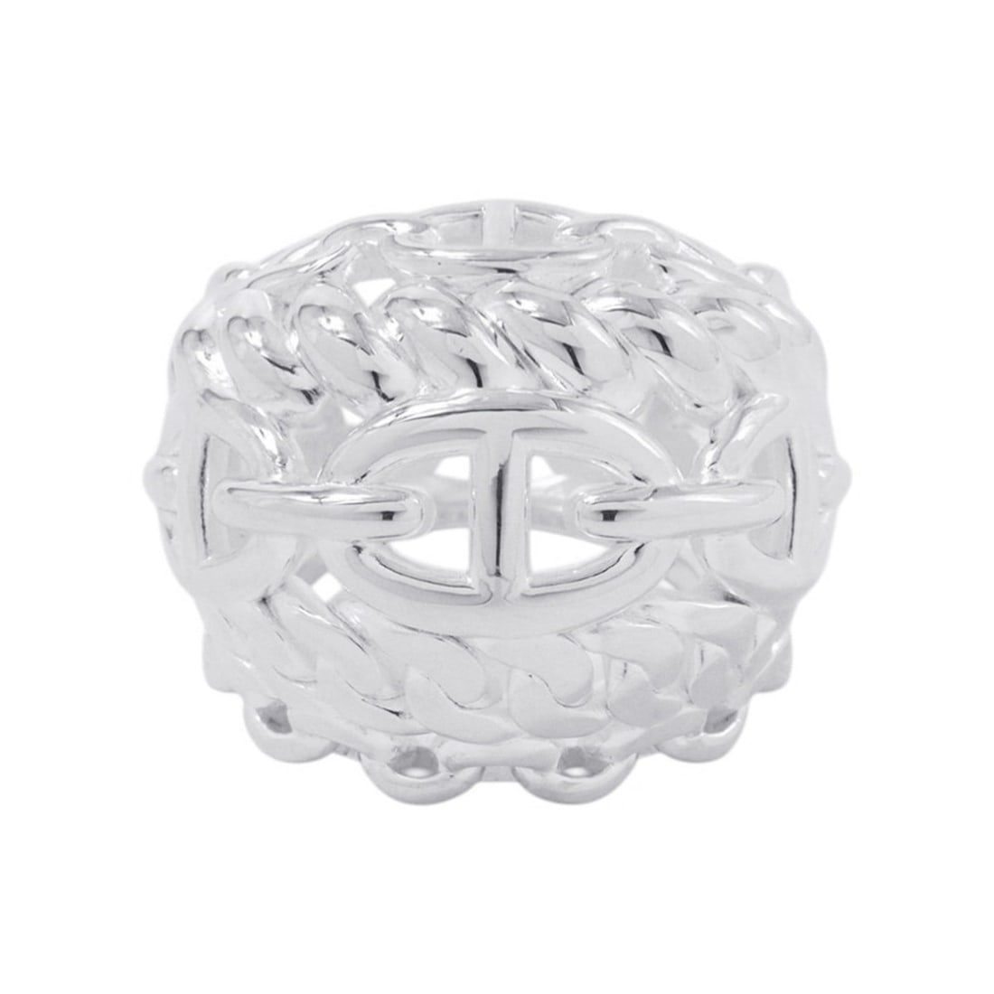 Hermes Chaine d'Ancre Multi-Chain TGM Enchainee SV925 Silver Ring Size 54 HERMES: --- Catalog ---Category: SizeUS Size: 7Brand Size: 54Category: DesignType: Band ringColor: SilverGender: Women,MenMaterial: Silver 925Category: GeneralBrand: HermesCountry of Origin: France--- Item Li