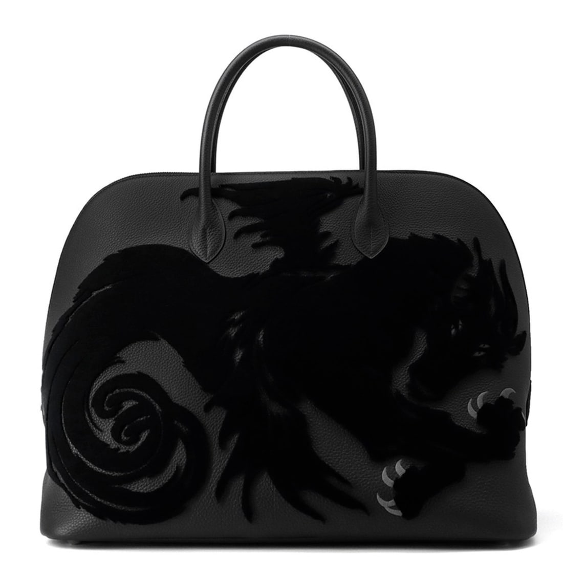 Hermes Bolide 1923 Chimera Dragon 45 Black Togo Velvet Handbag (Y stamp): --- Catalog ---Category: SizeSize (HxWxD): 36cm x 46.5cm x 24.5cm / 14.17'' x 18.3'' x 9.64''Category: DesignType: HandbagColor: BlackGender: WomenMaterial: Togo leather , Velvet Category: GeneralBran