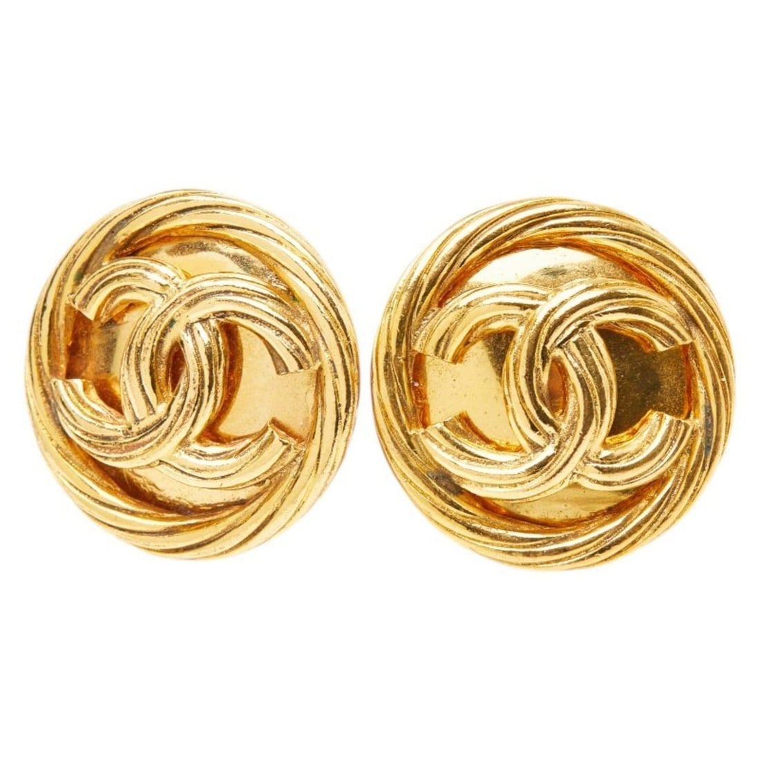 Chanel Vintage Coco Mark Earrings, Gold Plated, Women's CHANEL: --- Catalog ---Category: SizeSize (HxWxD): 29.00mm x 29.00mm / 1.14'' x 1.14''Category: DesignType: Clip earringsColor: GoldGender: WomenCategory: GeneralBrand: Chanel--- Item List ---Section: Conditi