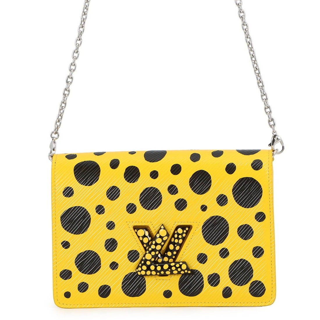 Louis Vuitton Chain Wallet, Epi Leather, Infinity Dot, LV x YK, Portefeuille Twist, M81987, Yayoi: --- Catalog ---Category: SizeSize (HxWxD): 13cm x 19cm x 4cm / 5.11'' x 7.48'' x 1.57''Category: DesignType: Chain/Shoulder walletColor: Noir, YellowGender: WomenMaterial: Epi leather Category: Genera